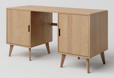 Desk solid Oak Natural Aurornis 67 - Measurements: 75 x 142 x 55 cm (H x W x D)