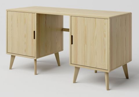 Desk solid pine wood natural Aurornis 67 - Measurements: 75 x 142 x 55 cm (H x W x D)