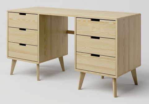 Desk solid pine wood natural Aurornis 68 - Measurements: 75 x 142 x 55 cm (H x W x D)