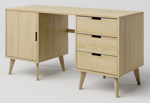 Desk solid pine wood natural Aurornis 69 - Measurements: 75 x 142 x 55 cm (H x W x D)