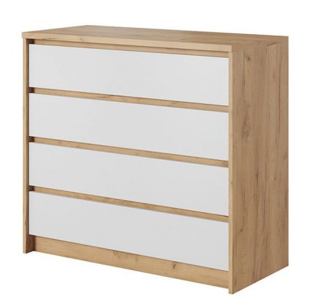 Chest of drawers Kelibia 11, Colour: Oak / White matt - 90 x 93 x 41 cm (h x w x d)