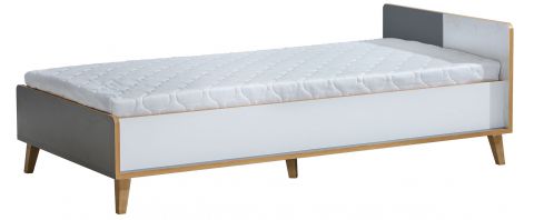 Single bed / Guest bed Caranx 10, Colour: White / Oak / Anthracite, partial solid wood - 90 x 195 cm (W x L)