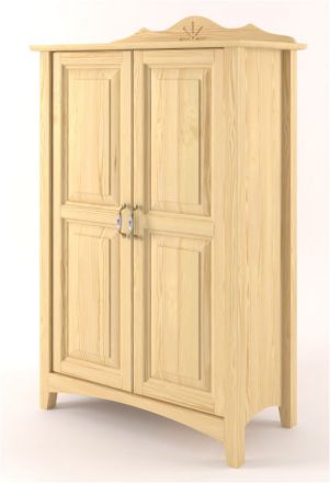 2 Door Storage Cabinet Pirol 58, solid beech wood, organic clear finish - W92 x H141 x D42 cm 