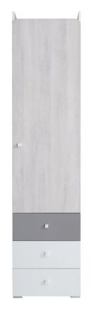 Children's room - Cabinet Floreffe 04, Colour: White / White Oak / Grey - Measurements: 190 x 45 x 40 cm (H x W x D)