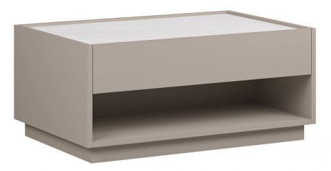 Coffee table Geltru 04, Colour: White marble / Grey Light - Measurements: 90 x 60 x 40 cm (W x D x H)