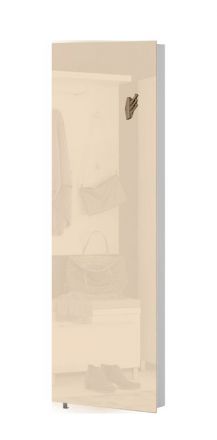 Shoe cabinet Siusega 06, colour: Cream glossy - 208 x 67 x 16 cm (H x W x D)