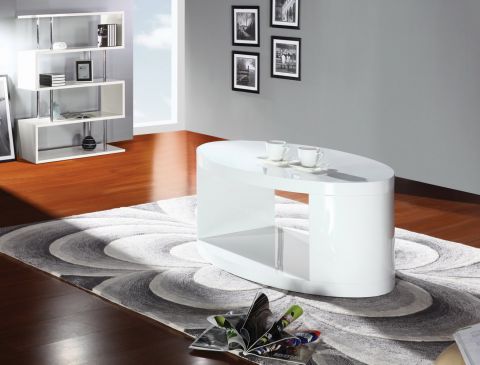 Coffee table Dakoro 114, colour: White high gloss - Measurements: 42 x 110 x 60 cm (H x W x D)