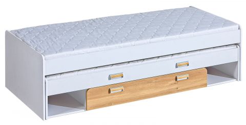 Children's bed / Kid bed Dennis 16 incl. 2nd couchette and drawer, Colour: Ash / White - Lying surface: 80 x 200 cm (W x L)