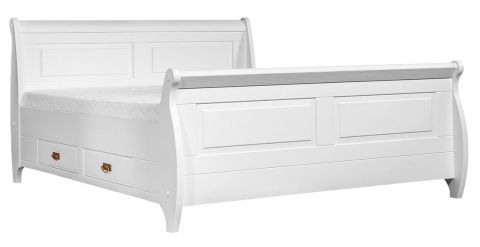 Doppelbett Jabron 07, Kiefer massiv Vollholz, weiß lackiert - Liegefläche: 160 x 200 cm (B x L)