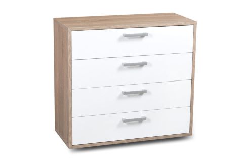 Chest of drawers Palpala 07, Colour: Oak Sonoma / White - 75 x 80 x 35 cm (h x w x d)