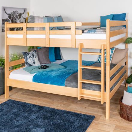Bunk bed 160 x 190 cm "Easy Premium Line" K24/n, head and foot part straight, beech solid wood, natural lacquered, convertible