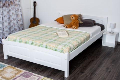 Kid / Youth bed solid pine wood white 79, incl. Slat base – 140 x 200 cm (W x L) 