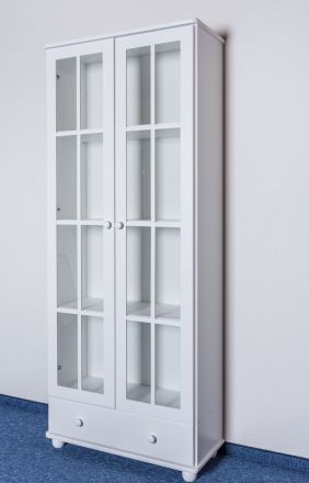 Display case Pine solid wood white Junco 34 - Dimensions: 195 x 80 x 35 cm (H x W x D)