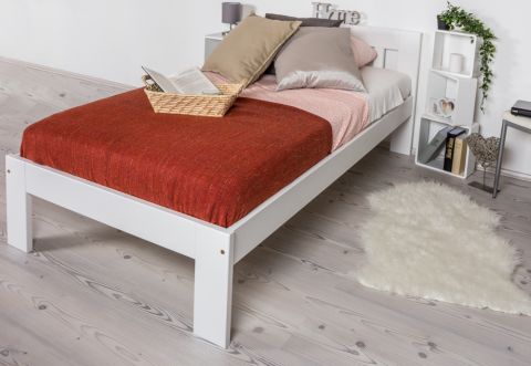 Single bed/guest bed pine solid wood white 76, incl. Slat Grate - 100 x 200 cm (W x L)