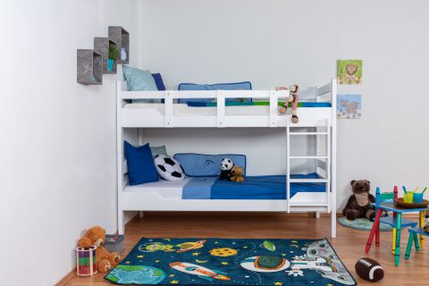 Bunk Beds ' Easy Premium Line ® ' K3/n/1, Beech solid wood white lacquered - Dimensions: 90 x 200 cm, divisible