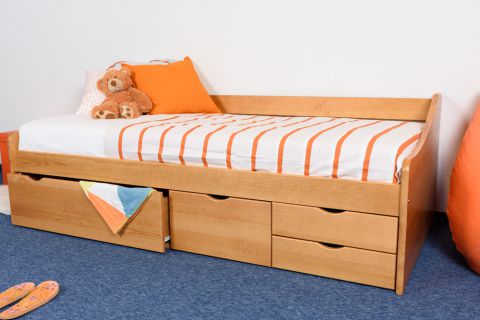 Youth bed/functional bed Pine solid wood Alder color 94, incl. slat grate - 90 x 200 cm (w x l)