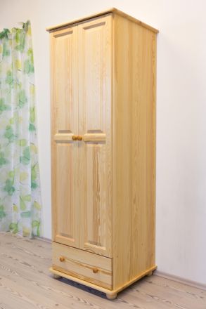 Wardrobe Pine Solid Wood Natural Junco 15A - 195 x 65 x 59 cm (H x W x D)