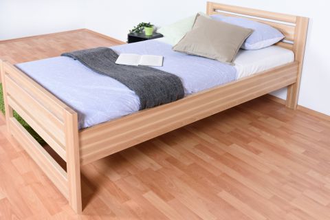 Single bed / Day bed solid, natural beech wood 115, including slatted frame - Measurements 100 x 200 cm