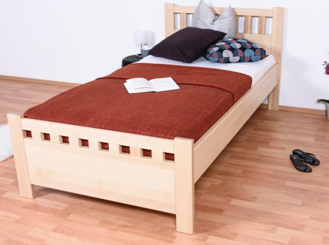 Single bed / Day bed solid, natural beech wood 109, including slats - Measurements 100 x 200 cm