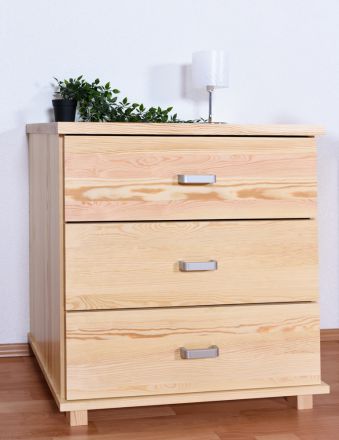 3 Drawer Chest Columba 13, solid pine wood, clearly varnished - H79 x W80 x D50 cm
