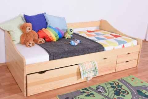 Single bed/functional bed pine solid wood natural 94, incl. slat Grate - Size 90 x 200 cm