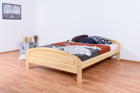 Single bed / Guest bed 87A, solid pine wood, clear finish, incl. slatted bed frame - 140 x 200 cm