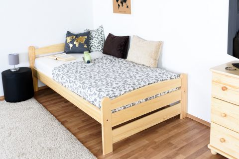 Single bed / Guest bed 84C, solid pine wood, clear finish - 100 x 200 cm