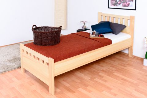 Single bed 68B, solid pine wood, clearly varnished, incl. slatted bed frame- size 90 x 200 cm
