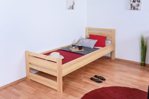 Single bed / Guest bed 72A, solid pine, clear finish, incl. slatted bed frame - 80 x 200 cm