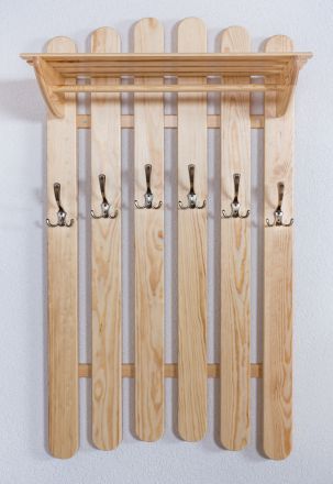 Garderobe solid, natural pine wood Junco 343 – Dimensions 130 x 70 x 33 cm