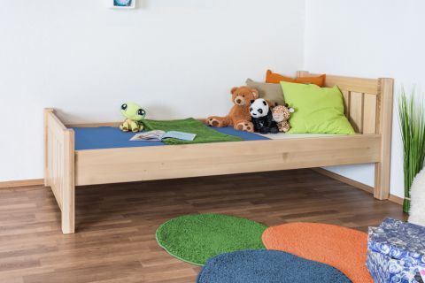 Children's bed / teen bed solid, natural beech wood 107,including slatted frames - Dimensions: 80 x 200 cm