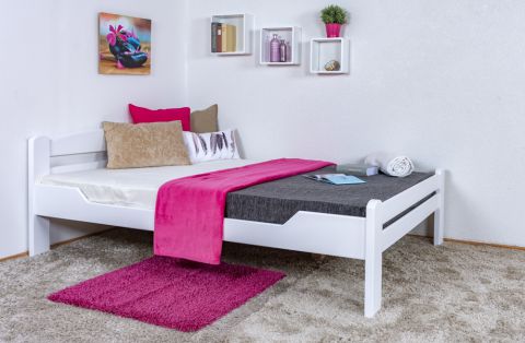 Youth Bed 'Easy Premium Line ® K4/1, 140 x 200 cm Beech solid wood white lacquered