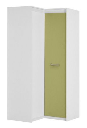 Children's room - Hinged door cabinet / Corner Closet Koa 04, Colour: White / Green - Measurements: 203 x 98 x 98 cm (H x W x D).