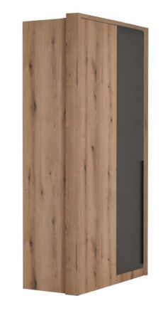 Hinged door cabinet / Corner Closet Cerdanyola 04, Colour: Oak / Grey - Measurements: 216 x 106 x 56 cm (H x W x D).
