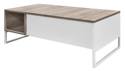 Coffee table Granollers 06, Colour: Grey Oak / White - Measurements: 105 x 55 x 38 cm (W x D x H)
