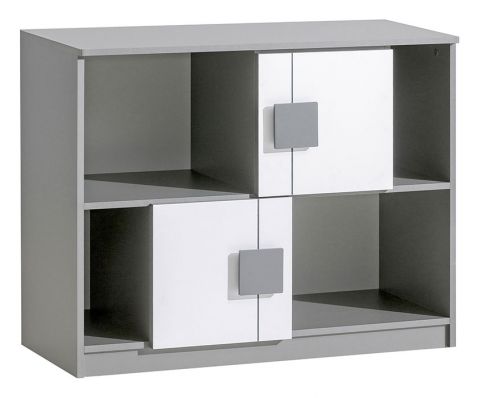 Children's room - Chest of drawers Elias 17, Colour: White / Grey - Measurements: 79 x 96 x 40 cm (h x w x d)