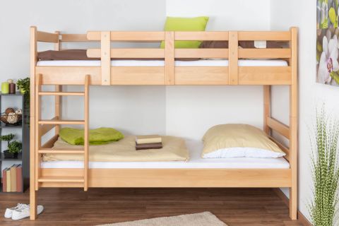 Bunk bed for adults "Easy Premium Line" K20/n, headboard and footboard straight, solid beech wood, natural - 90 x 200 cm (W X L), divisible