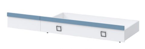 Drawer for bed Benjamin, Colour: White / Blue - Measurements: 27 x 74 x 138 cm (H x W x L)