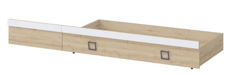 Drawer for single bed / guest bed, Colour: Beech / White - 27 x 74 x 138 cm (H x W x L)