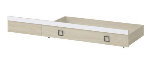 Drawer for single bed / guest bed, Colour: Ash / White - Measurements: 27 x 74 x 138 cm (H x W x L)