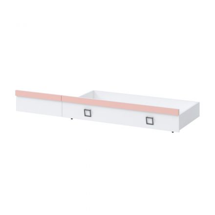 Drawer for bed Benjamin, Colour: White / Pink- Measurements: 27 x 74 x 138 cm (H x W x L)