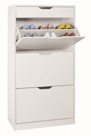 Shoe cabinet Furna 23, Colour: White - Measurements: 119 x 63 x 24 cm (H x W x D)