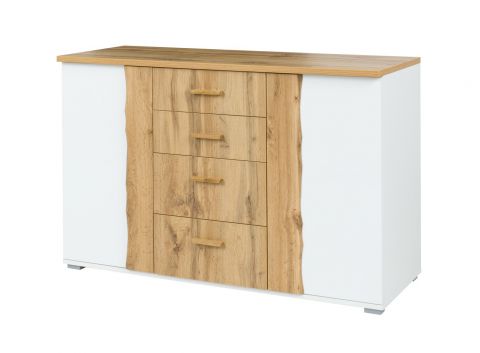 Chest of drawers Gavdos 06, Colour: Oak / White - Measurements: 82 x 130 x 45 cm (h x w x d)