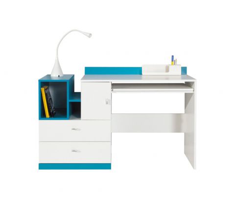 Children's room - Desk "Geel" 11, White / Turquoise - Measurements: 83 x 130 x 55 cm (H x W x D)