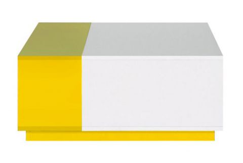 Children's room - Coffee table "Geel" 37, White / Yellow - Measurements: 80 x 80 x 35 cm (W x D x H)