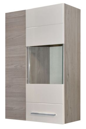Wall display case Colmenar 02, Colour: Oak / Sand gloss - Measurements: 99 x 65 x 27 cm (H x W x D)