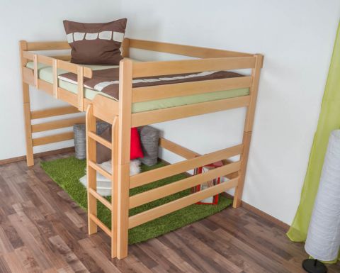 Adult bunk bed ' Easy Premium Line ® ' K15/n, solid beech wood natural, convertible - lying area: 140 x 190 cm
