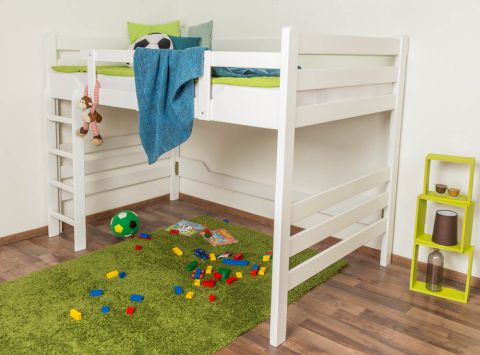 Bunk bed ' Easy Premium Line ® ' K15/n, solid beech wood white lacquered, convertible - lying area: 120 x 190 cm