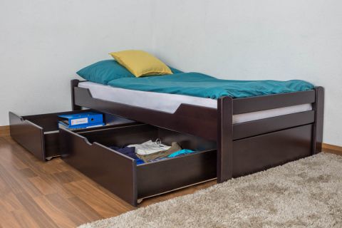 Children's bed / Youth bed "Easy Premium Line" K1/1n incl. 2 drawer and 2 cover plates, chocolate-brown - 90 x 200 cm