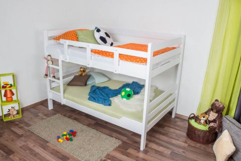 Bunk beds ' Easy Premium Line ® ' K16/n, head and foot part straight, solid beech wood white lacquered - lying surface: 120 x 190 cm, divisible